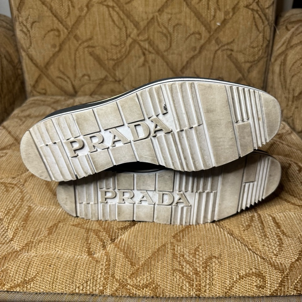 Prada Black Leather Wingtip Platform Brogues Blac… - image 7